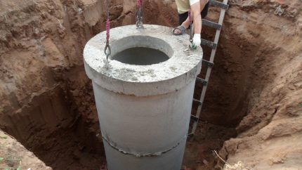 Excavation pit for installing a concrete well