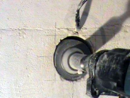 Hole in concrete for the socket