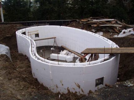 Pool with polystyrene block walls