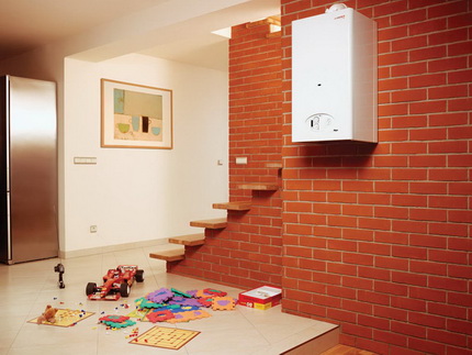 Installation of a wall gas boiler