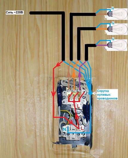 Tatlong-gang lumipat na may socket