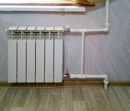 Omkoppling av vertikal radiator