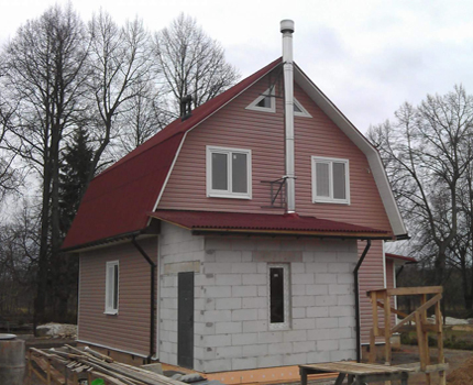 Boiler room in an annex with a vertical chimney