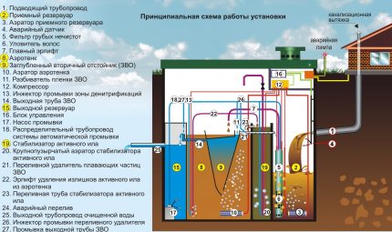 Schema för den biologiska reningsanläggningen