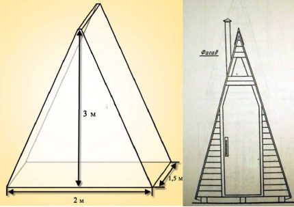 Dibuix d'un vàter de cabana per a una configuració senzilla