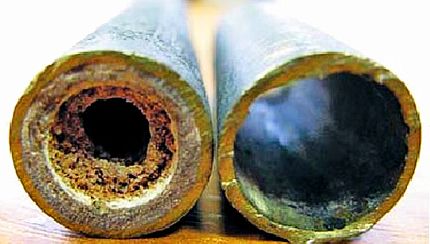 Type of pipe before and after cleaning