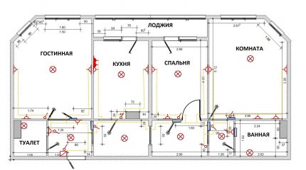 Elektros schema trijų kambarių bute