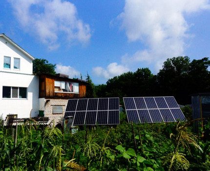 Solar panels in the yard