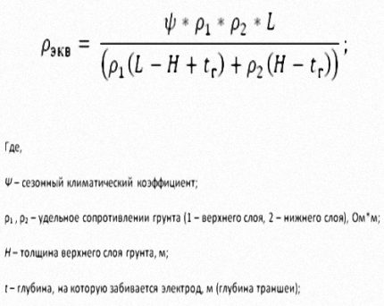 Formula for resistance to heterogeneous soil