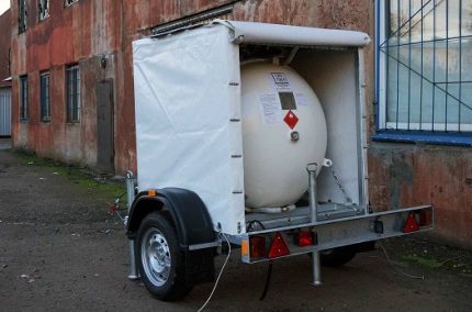 Gas tank on the trailer