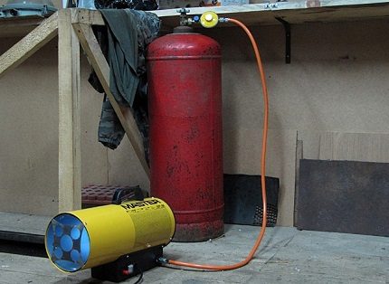 Pistola de calor amb un cilindre de gas