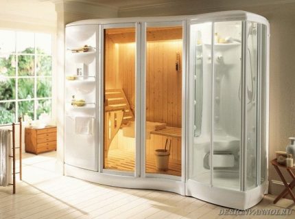 Cabine de douche avec fonction sauna