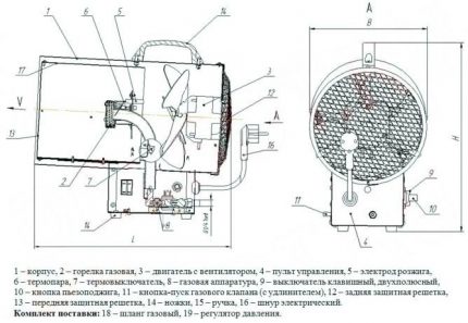 Dessin détaillé d'un pistolet à gaz