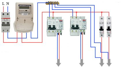 Wiring diagram for difiltomats without grounding