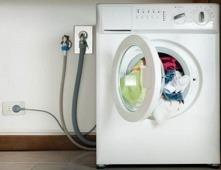 De wasmachine is verbonden met communicatie