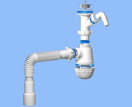 Uma variedade de sifões para esgoto