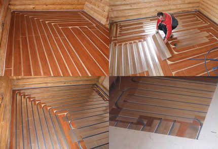 Plancher chaud dans une maison en bois