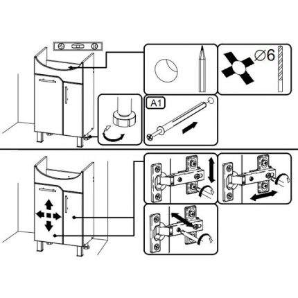 Schéma de montage de l'armoire sous l'évier