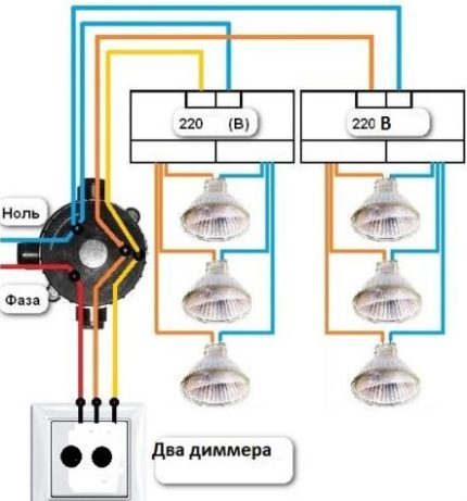 Conexão de dois dimmers