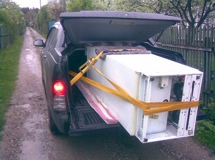 La ubicación del refrigerador para el transporte.