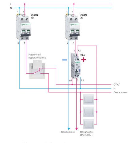 Schema de instalare a comutatorului de carduri