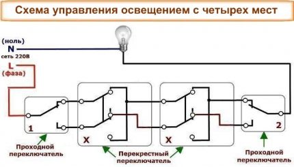 Circuit de commande d'éclairage à 4 spots