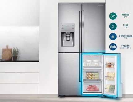 Side-by-side freezer can store food at -24 ° C