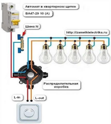 Jutiklinio jungiklio jungimo schema