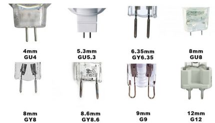 Halogēna lampu kontaktligzdas un tapas