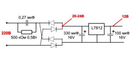 Circuito conversor de 220 V