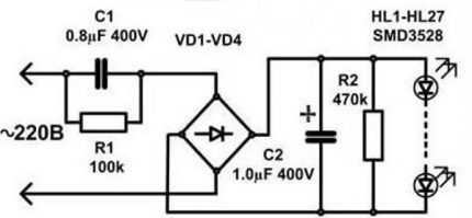 Schemat sterownika dla lampy LED