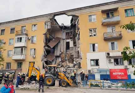 Gas explosion i ett bostadshus