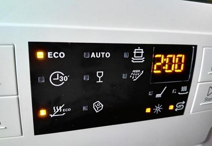 Chỉ định trên bảng điều khiển của máy rửa chén Electrolux