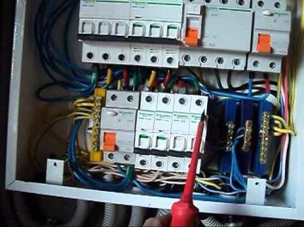 Three-phase shield with RCD and automatic devices