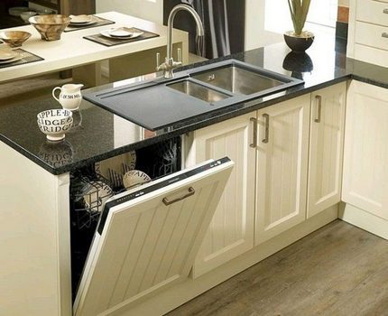 Dishwasher integrated in furniture set