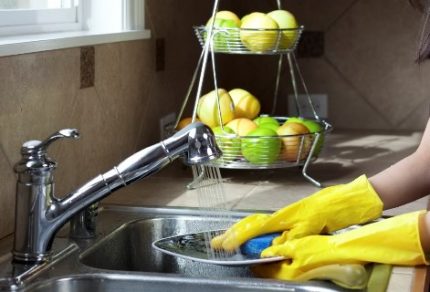 Removing food debris from plates