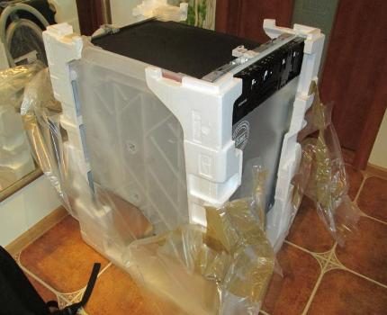 Unpacking a new dishwasher