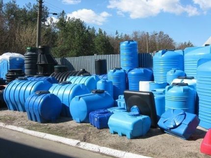 Plastic tanks of different volumes