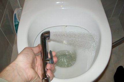 Utilisation d'une douche hygiénique