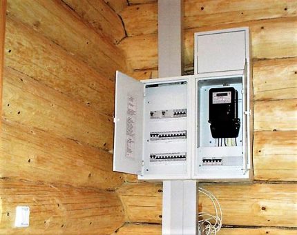 Pemasangan panel elektrik di rumah kayu