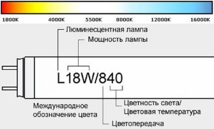 Fluorescent lamp marking