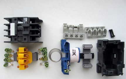 Disassembled magnetic starter