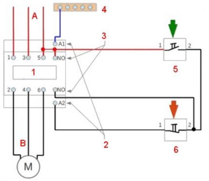 Gambar rajah pendawaian untuk starter elektromagnetik