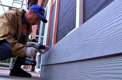 Fiber cement panels on the facade