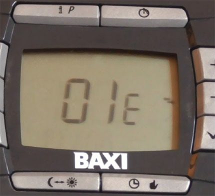 Código de erro Baxi 01E