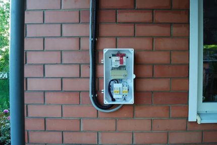 Electrical panel on the external wall of the house