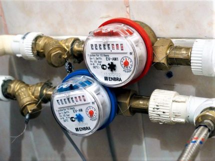 Contadores de agua fría y caliente.