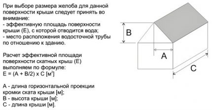 The calculation formula for determining the area