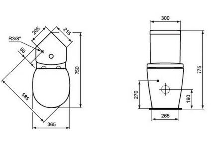 Diagram over et hjørnetoilet