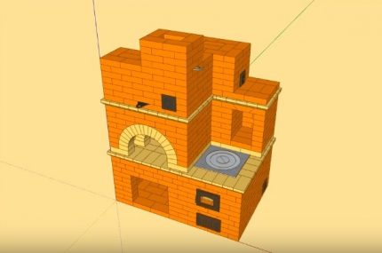 Projectie van de afgewerkte kachel met kachel